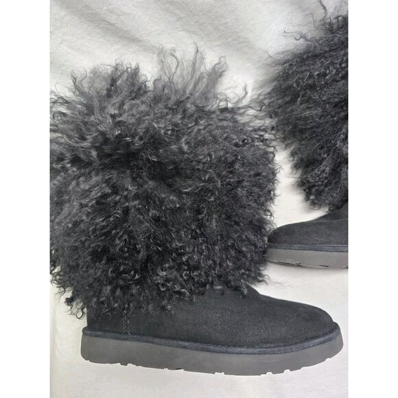 Ugg Women's Lida Boot Mongolian Sheepskin and Suede Black Size 6 US- RARE STYLE - Picture 5 of 13